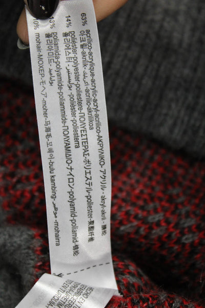 Zara Womens Pullover Sweater Red Argyle Turtleneck Long Sleeve Size S
