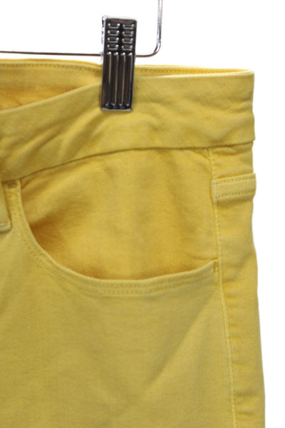 Frame Womens Cropped Jeans Yellow High Rise Cotton Blend Size 30