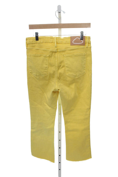 Frame Womens Cropped Jeans Yellow High Rise Cotton Blend Size 30
