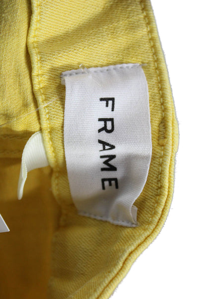 Frame Womens Cropped Jeans Yellow High Rise Cotton Blend Size 30