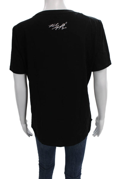 Karl Lagerfeld Womens Black Basic Crew Neck Cotton Short Sleeve T-Shirt Size M