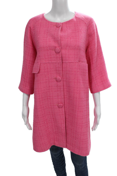 San Francisco Women Pink Blazer Coat Button 3/4 Sleeve Size M