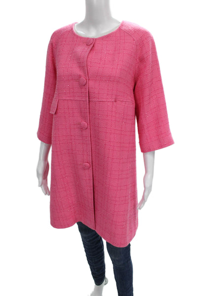 San Francisco Women Pink Blazer Coat Button 3/4 Sleeve Size M