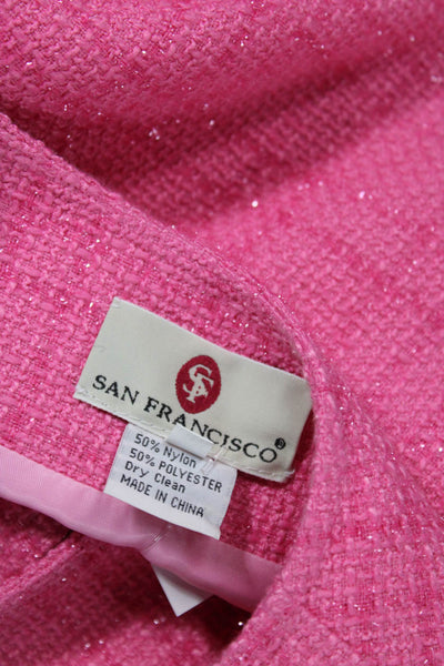 San Francisco Women Pink Blazer Coat Button 3/4 Sleeve Size M
