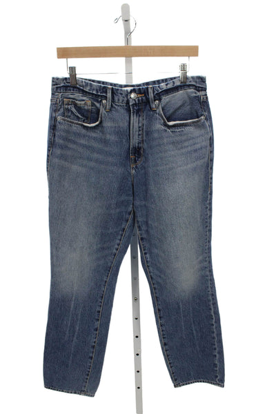 Good American Womens Cropped Blue High Rise Jeans Inseam 28 100% Cotton Size 29