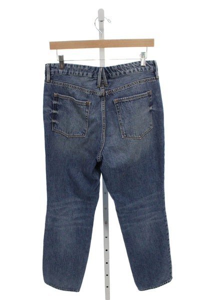 Good American Womens Cropped Blue High Rise Jeans Inseam 28 100% Cotton Size 29
