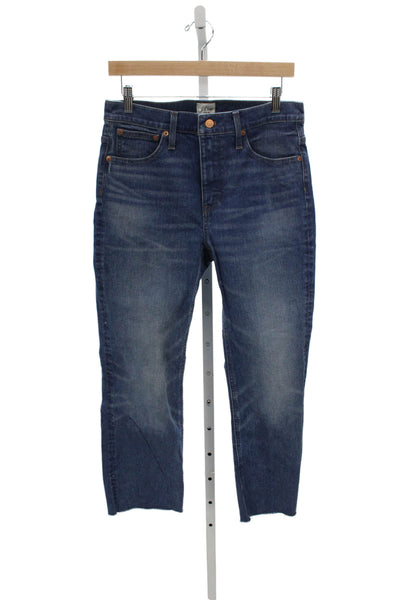 J Crew Womens Blue Cotton High Rise Cropped Jeans Size 29