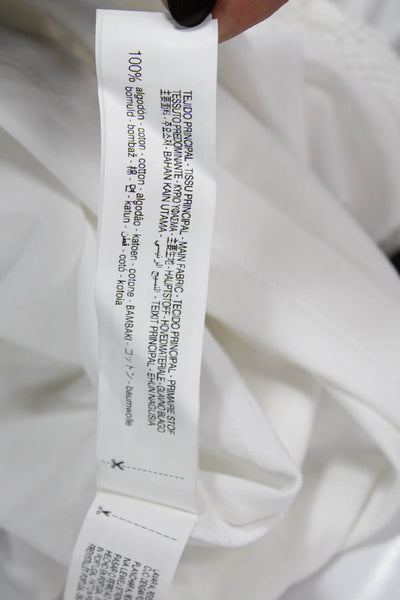Zara Womens Basic Mock Neck Cotton Short Sleeve Blouse White Size M