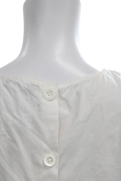 Zara Womens Basic White Cotton Round Neck 3/4 Sleeve Blouse Size M