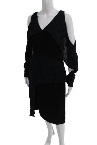 Yigal Azrouel Women Sheath Dress Black V-Neck Long Sleeve Size 2
