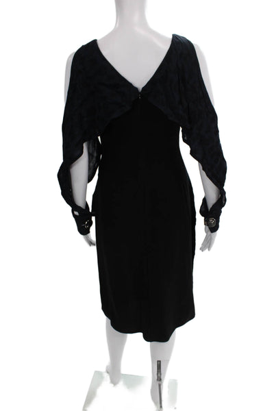 Yigal Azrouel Women Sheath Dress Black V-Neck Long Sleeve Size 2