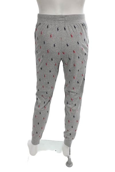 Polo Ralph Lauren Men Gray Graphic Cotton Drawstring Pants Size M