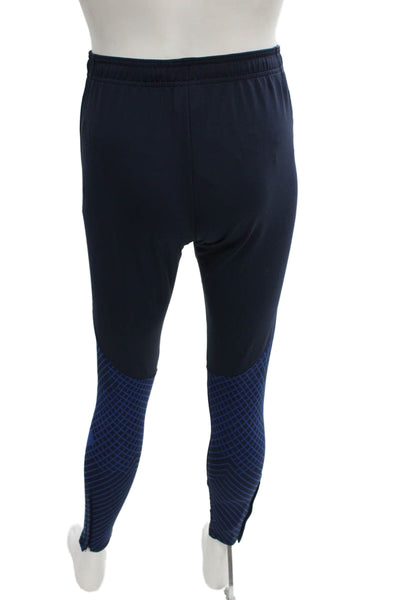 Nike Mens Track Pants Blue Geometric Polyester Drawstring Size S