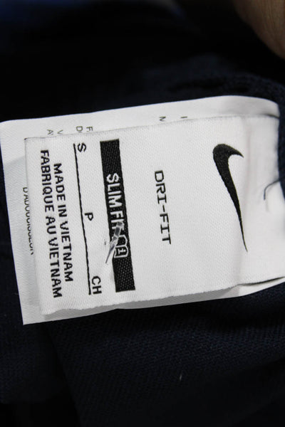Nike Mens Track Pants Blue Geometric Polyester Drawstring Size S