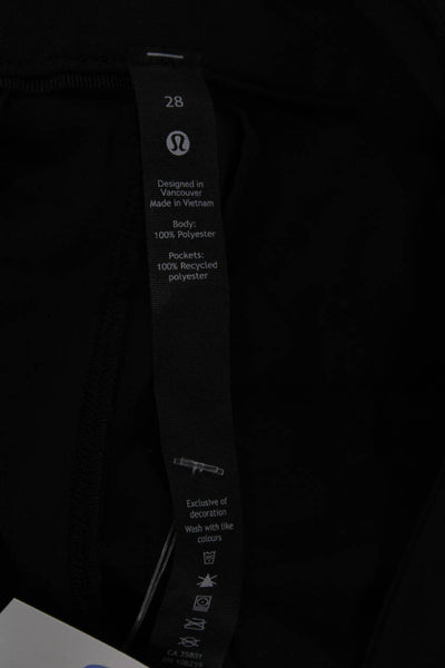 Lululemon Women Ankle Pants Black Polyester Button Solid Size 28