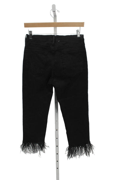 Frame Womens Cropped Black Mid Rise Cotton Jeans Size 26