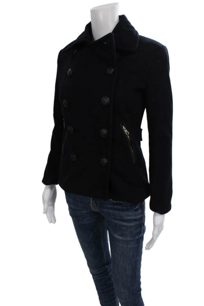 Rag & Bone Womens Blue Wool Blend Pea Coat Button Closure Size XS