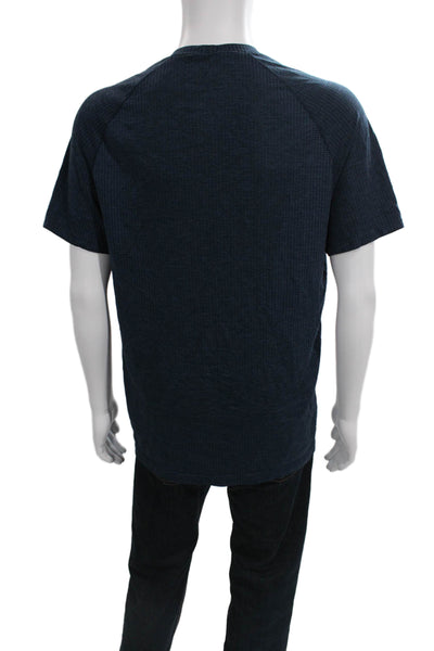 Lululemon Mens T-Shirt Blue Geometric Crewneck Short Sleeve Polyester Size S