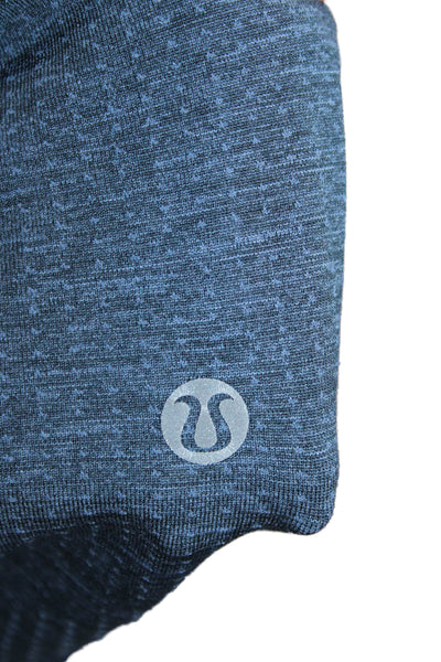 Lululemon Mens T-Shirt Blue Geometric Crewneck Short Sleeve Polyester Size S