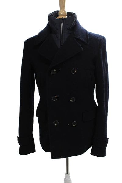 Scotch & Soda Mens Pea Coat Blue Wool Button Size M