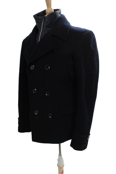 Scotch & Soda Mens Pea Coat Blue Wool Button Size M