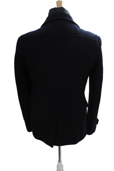 Scotch & Soda Mens Pea Coat Blue Wool Button Size M