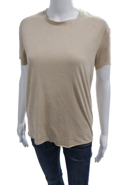 Southcott Womens Beige Basic Crew Neck Short Sleeve T-Shirt Size 1
