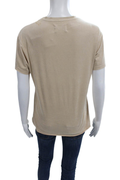 Southcott Womens Beige Basic Crew Neck Short Sleeve T-Shirt Size 1