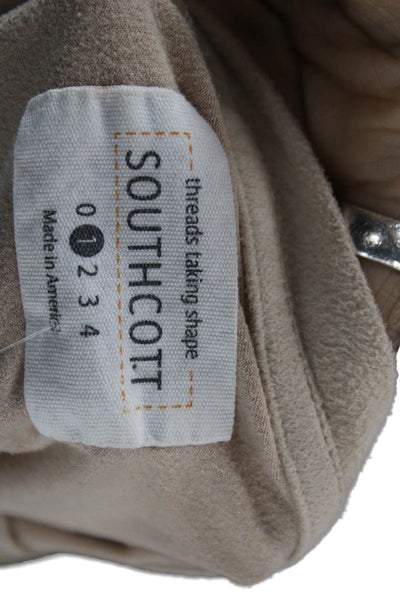 Southcott Womens Beige Basic Crew Neck Short Sleeve T-Shirt Size 1