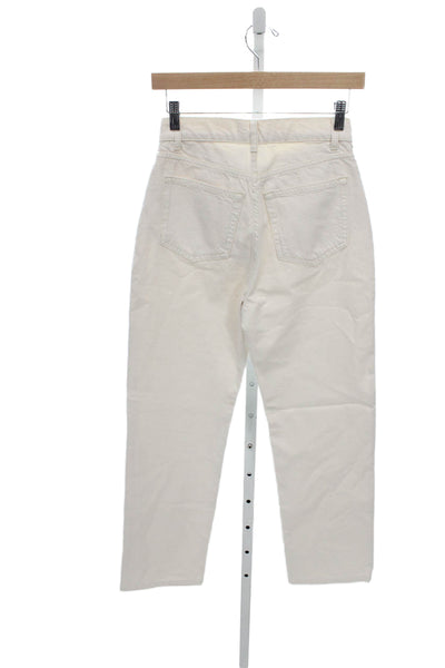 Reformation Womens Straight White Jeans 100% Cotton Mid Rise Inseam 29 Size 24