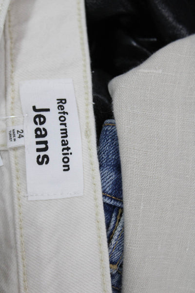 Reformation Womens Straight White Jeans 100% Cotton Mid Rise Inseam 29 Size 24