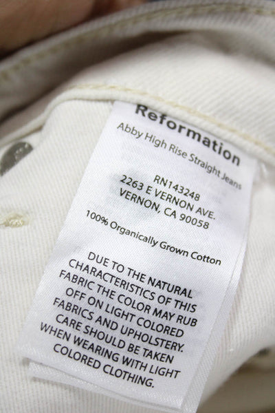 Reformation Womens Straight White Jeans 100% Cotton Mid Rise Inseam 29 Size 24