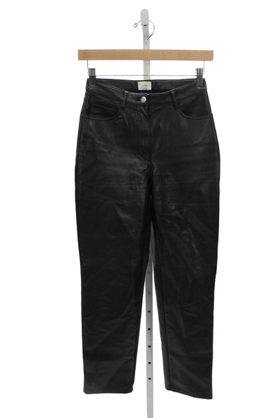 Wilfred Women Dress Pants Black Polyurethane Solid Button Size 0