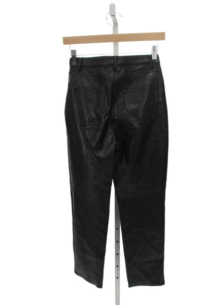 Wilfred Women Dress Pants Black Polyurethane Solid Button Size 0