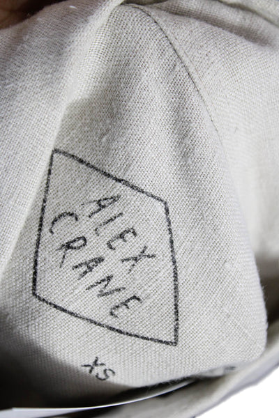 Alex Crane Mens Linen Blend Buttoned-down Shirt Beige Long Sleeve Size XS