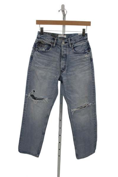 Moussy Womens Vintage Blue Mid-Rise Straight Jeans Cotton Size 26