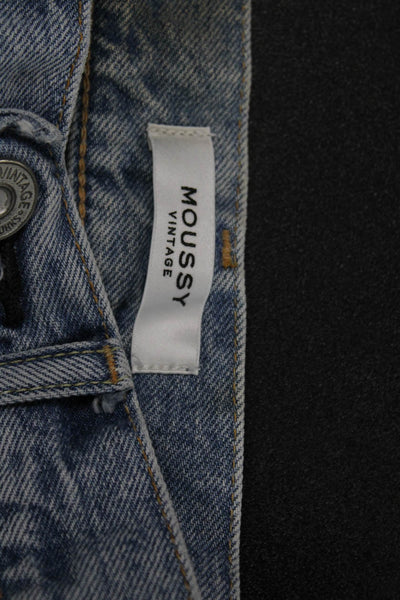 Moussy Womens Vintage Blue Mid-Rise Straight Jeans Cotton Size 26