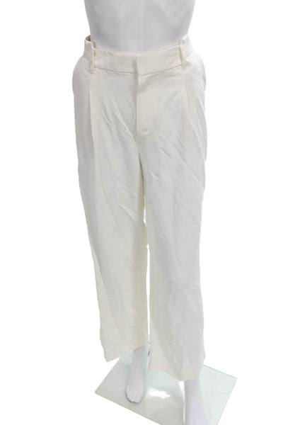 Zara Women Cropped Pants White Lyocell 28in Inseam Size S