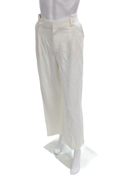Zara Women Cropped Pants White Lyocell 28in Inseam Size S
