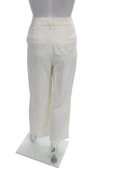 Zara Women Cropped Pants White Lyocell 28in Inseam Size S