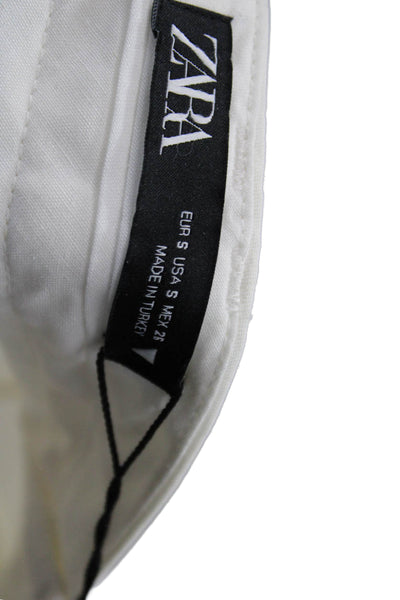 Zara Women Cropped Pants White Lyocell 28in Inseam Size S
