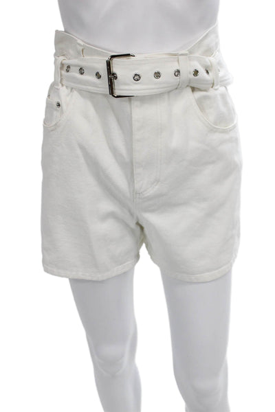 3.1 Phillip Lim Womens Paperbag Cotton Shorts White Buckle Size 2