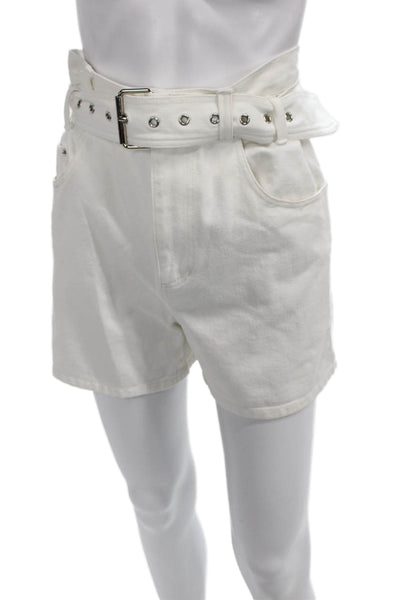 3.1 Phillip Lim Womens Paperbag Cotton Shorts White Buckle Size 2