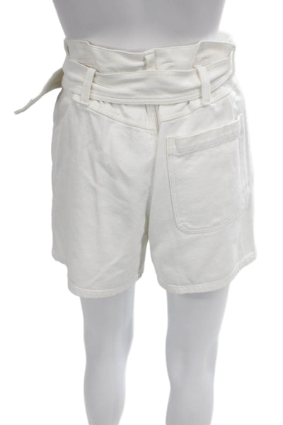 3.1 Phillip Lim Womens Paperbag Cotton Shorts White Buckle Size 2
