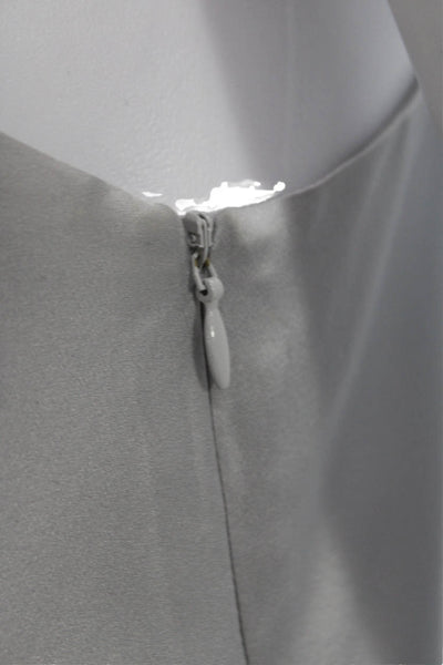 Fleur du Mal Womens Silver Silk Mini Dress Square Neck Zip Sleeveless Size 1