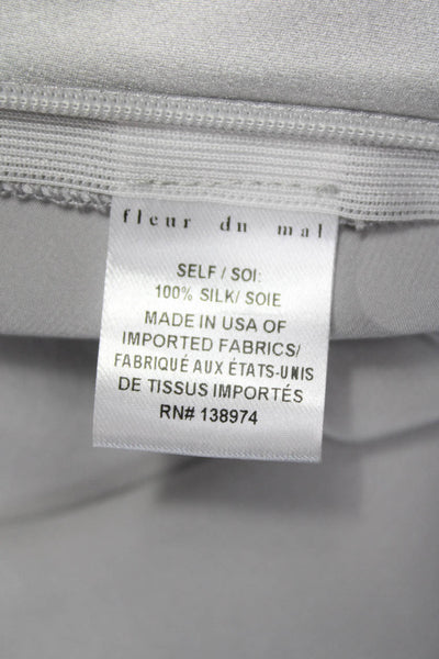 Fleur du Mal Womens Silver Silk Mini Dress Square Neck Zip Sleeveless Size 1