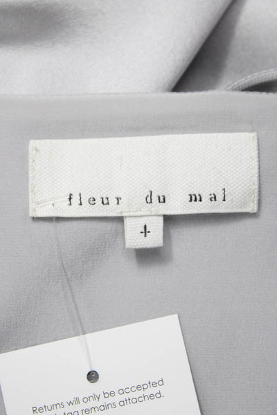 Fleur du Mal Womens Silver Silk Mini Dress Square Neck Zip Sleeveless Size 1