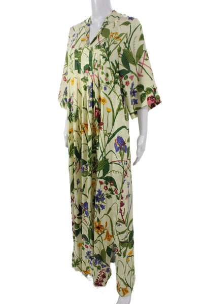 Rodebjer Womens Kaftan Dress Multicolor Floral V Neck Half Sleeve Midi Size S