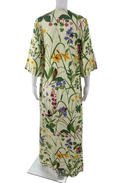 Rodebjer Womens Kaftan Dress Multicolor Floral V Neck Half Sleeve Midi Size S