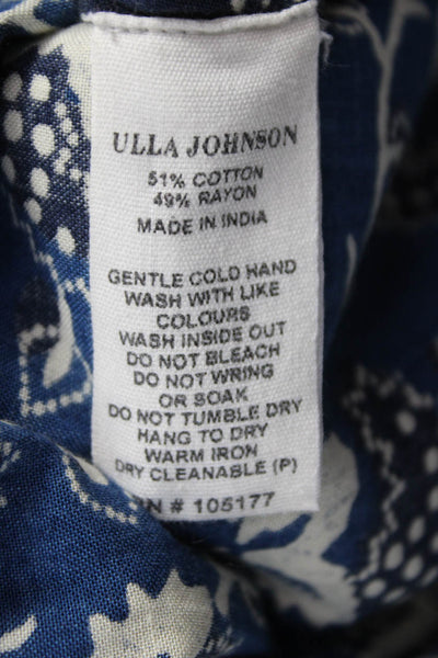 Ulla Johnson Women Fit & Flare Floral Midi Cotton VNeck Longsleeve Dress Size 2